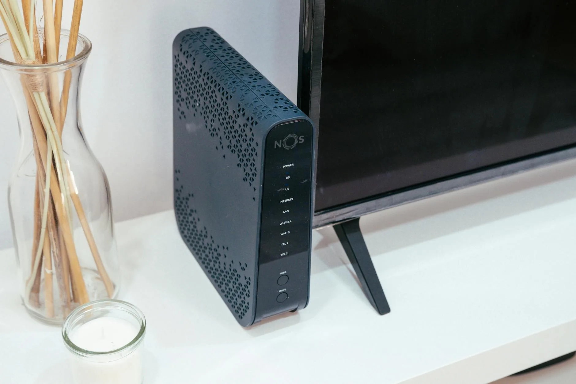 Home Wi-Fi router on a shelf for baby monitor connectivity