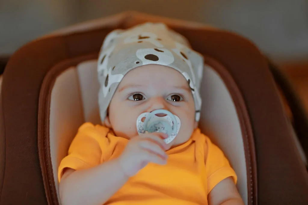 Baby car seat installed in vehicle ready for newborn
