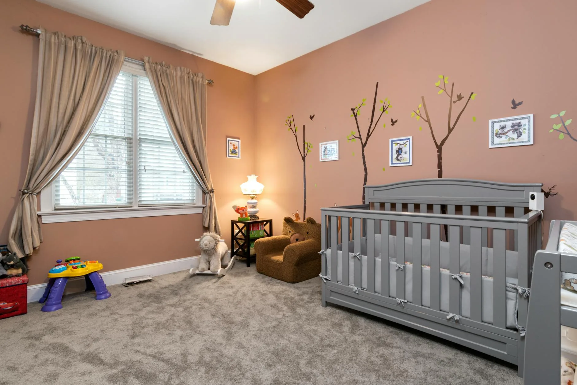 Nursery bedroom setup with baby furniture