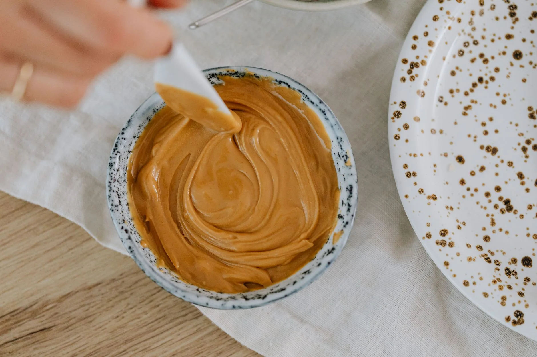 Smooth peanut butter prepared for baby allergen introduction