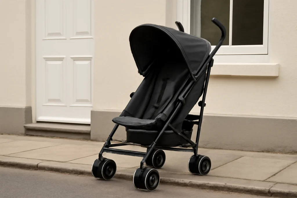 Budget pushchair on a clean pavement