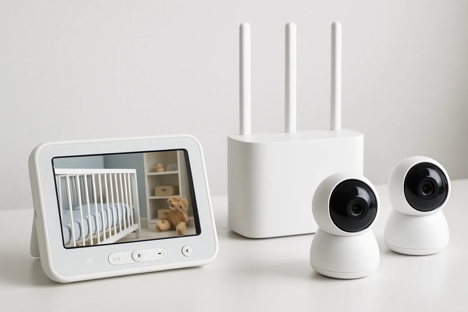 Secure Wi-Fi setup for two-room baby monitor cameras