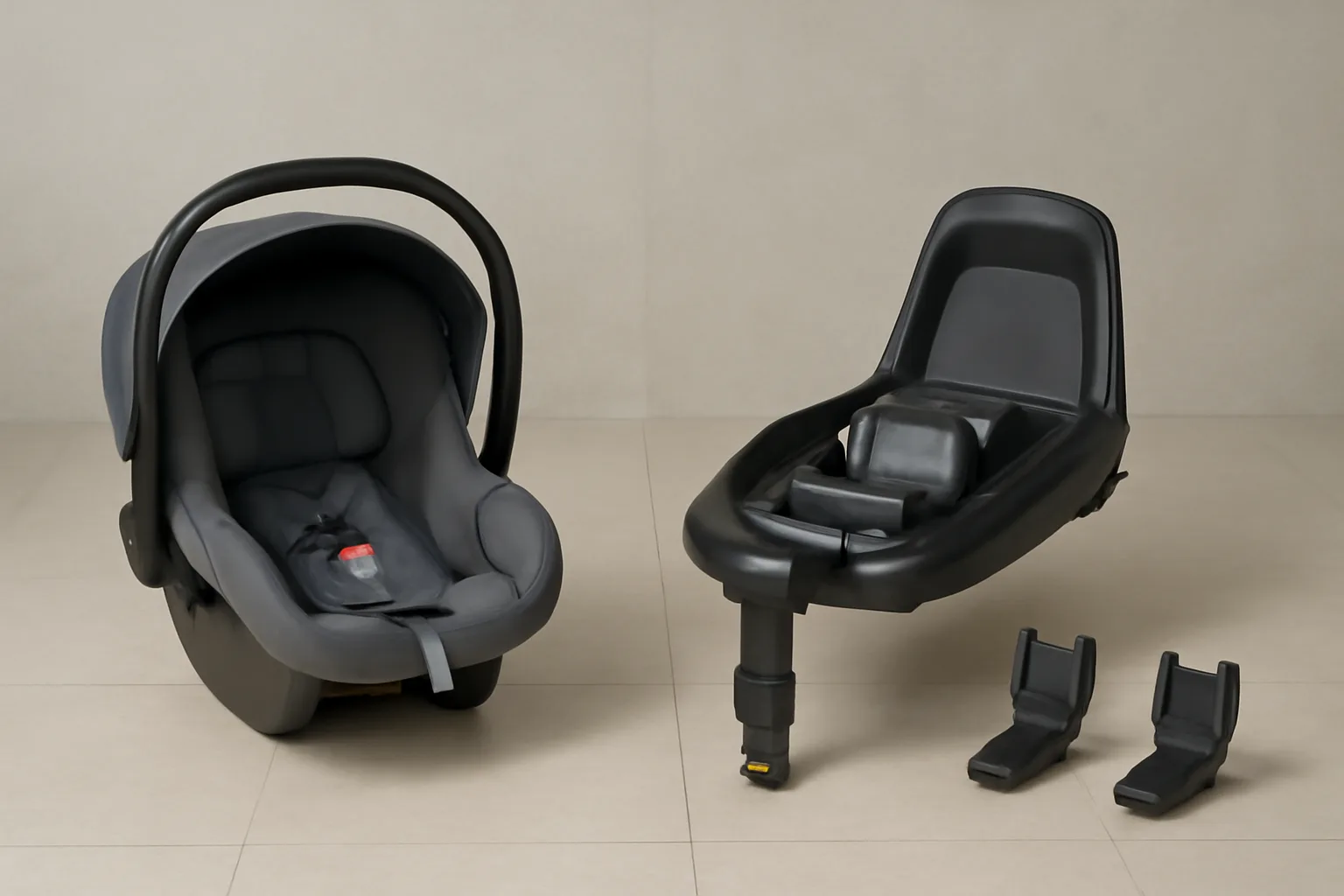 Infant car seat base and adapters for compatibility checks